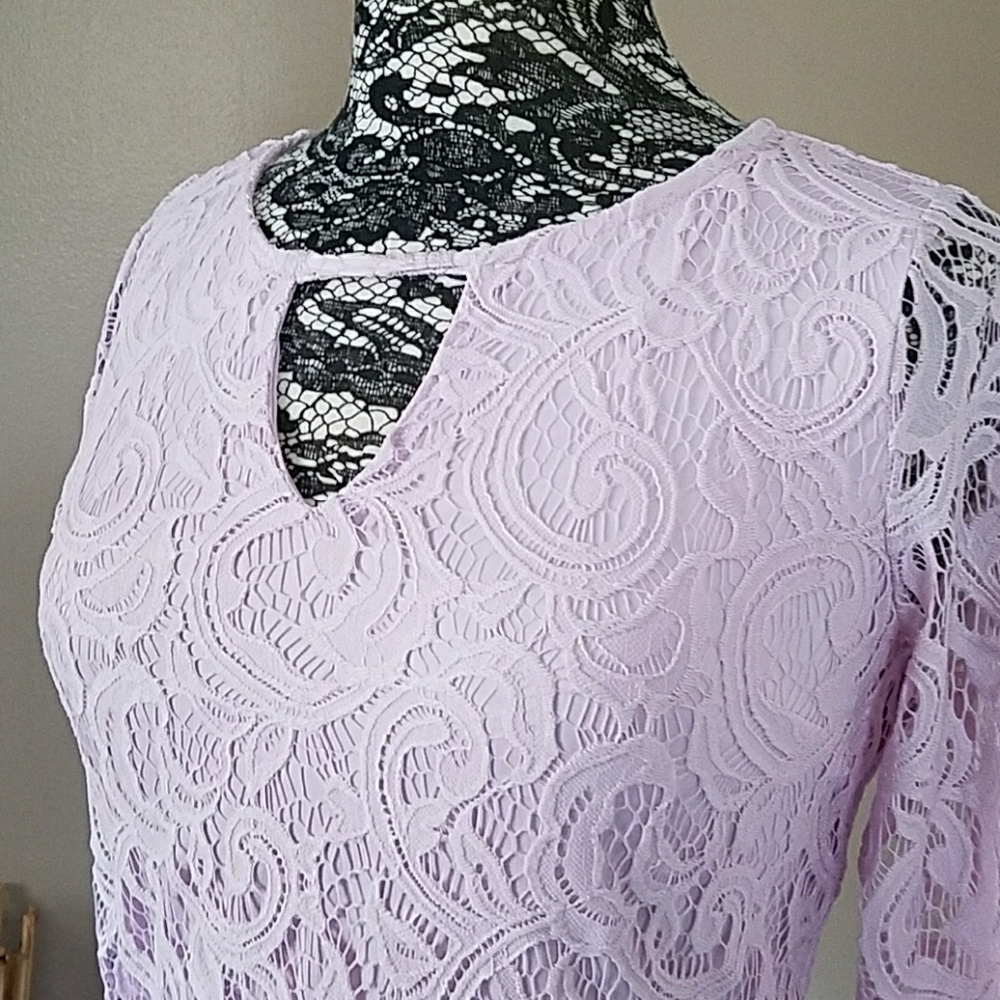 Adrianna Papell pink lace 3/4 sleeve top, size S - Picture 2 of 3